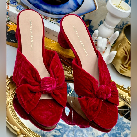 🆕 LOEFFLER RANDALL 🧿 NWOB Celeste Knotted Velvet Block Mid Heel Slide, Sz 7 - Picture 13 of 14